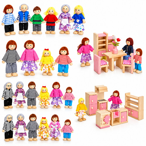 Wooden family dolls - wooden,