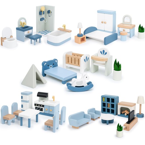 Wooden dollhouse furniture set - dollhouse,
