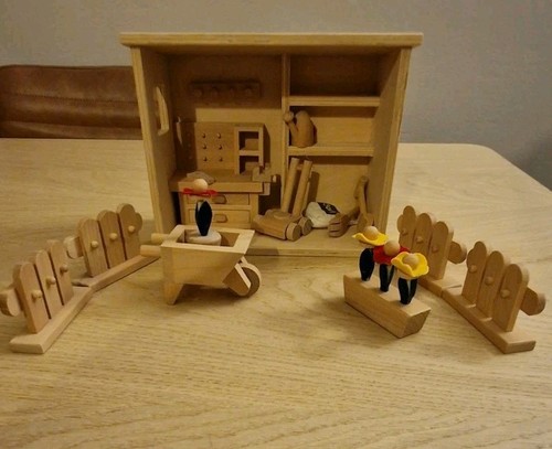 Wooden dolls house garden set - wooden,