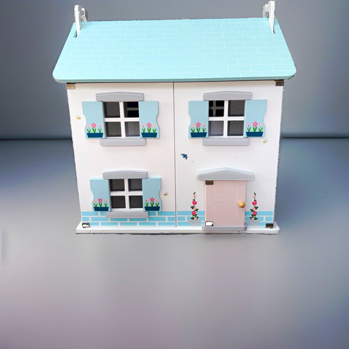 White blue wooden doll - white/blue,