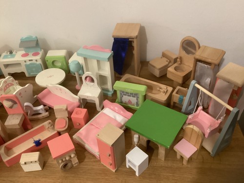 Wooden dolls house - wooden, furniture