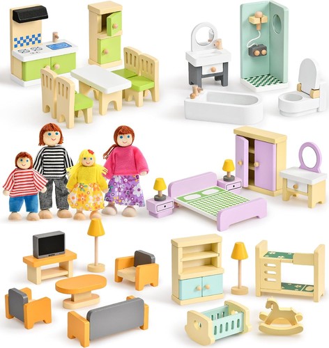 Atoylink wooden dolls - wooden, house