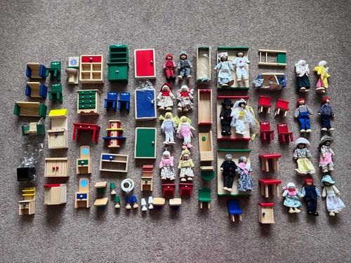 Large set wooden doll house - set,