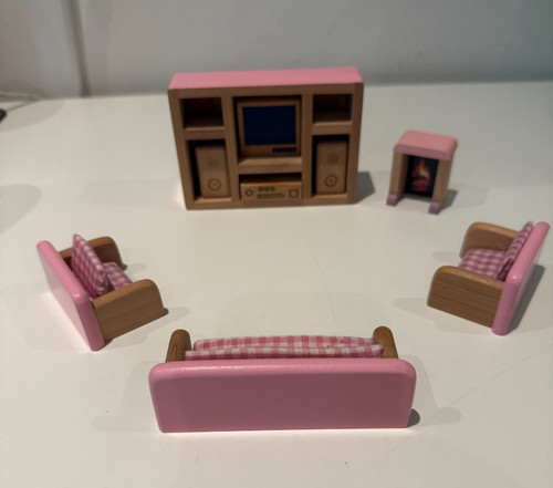 Wooden doll house - wooden, furniture