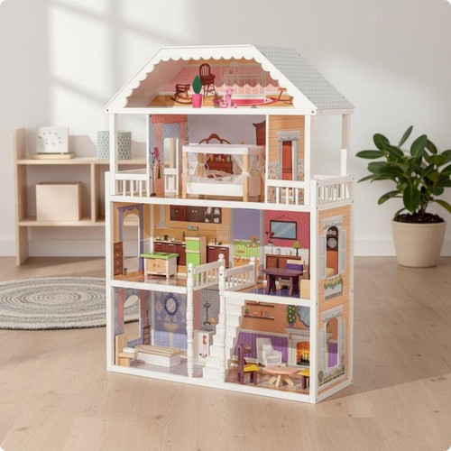 Wooden doll house - wooden, furniture