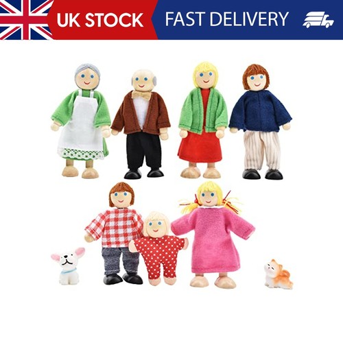 Wooden dolls house people with - dolls,