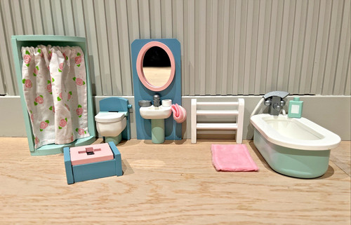 Toy van wooden bathroom - le, set