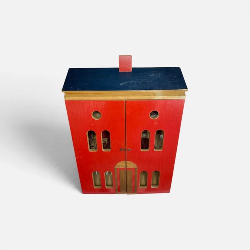 Vintage wooden dollhouse red - vintage,