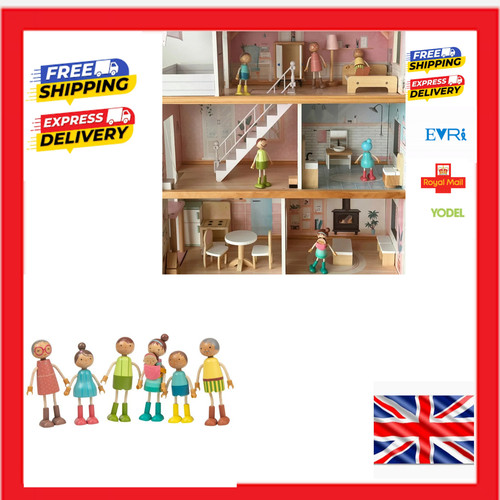 Wooden doll house - doll, family