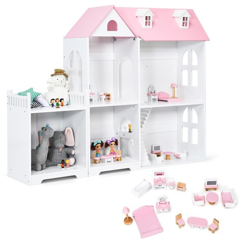 Pink large wooden dolls - pink,