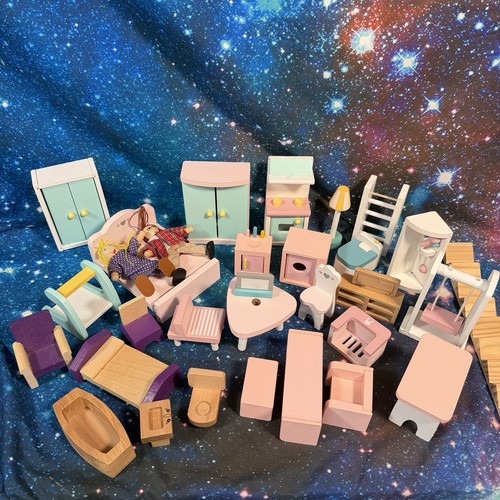Wooden dolls house furniture - dolls,