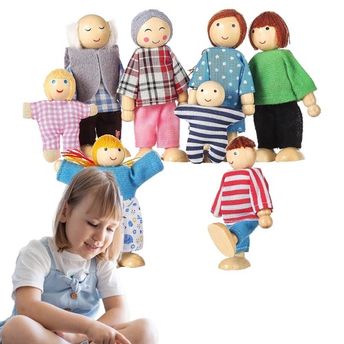 Wooden family doll figures - 8,