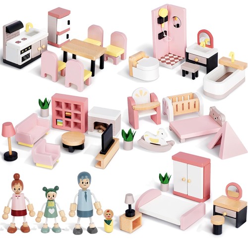 Wooden dollhouse furniture set - dollhouse,