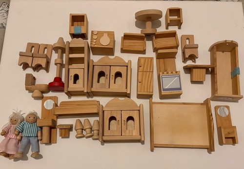 Set wooden dolls house - set,