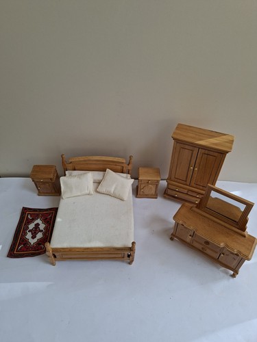 Dolls house wooden bedroom - house,