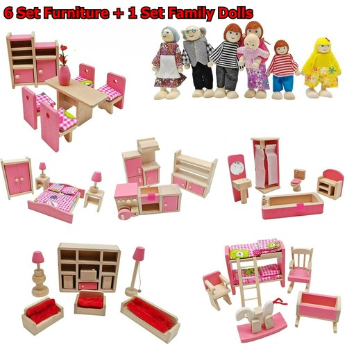 Set wooden doll house - set,